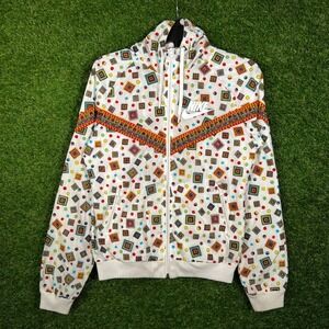 Nike Windrunner Geometric Print Windbreaker Jacket White Multicolor Womens Small